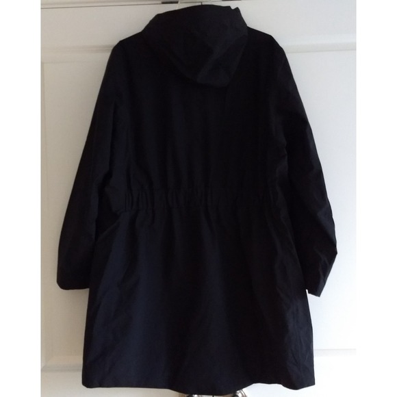 North Face DryVent Trench Rain Jacket Women XXL Black Hooded Elasticized Back - Picture 4 of 16